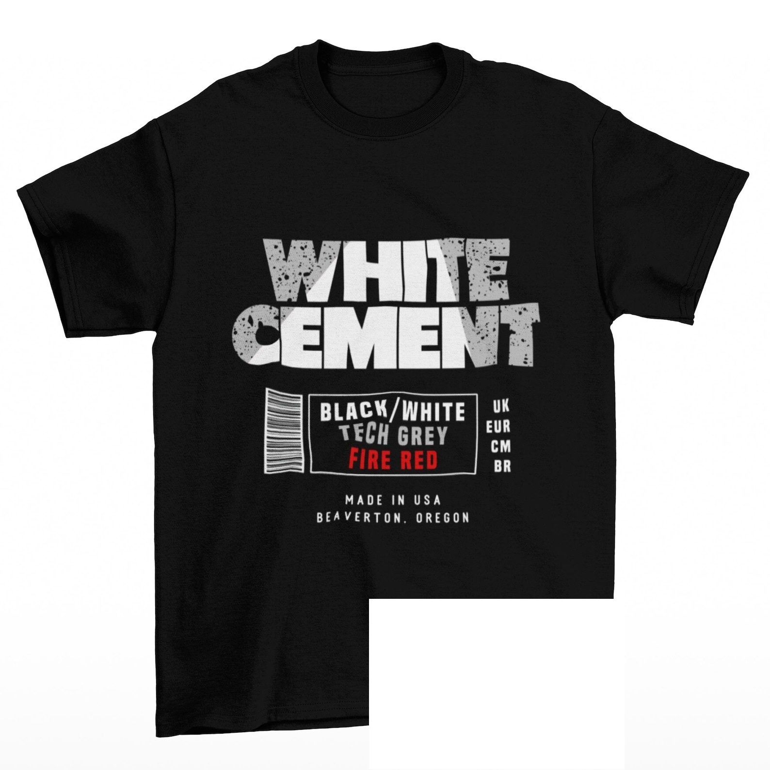 Cement Label Jordan 4 White Cement Sneaker Matching Tee Shirt Cement Label Jordan 4 White Cement Sneaker Matching Tee Shirt